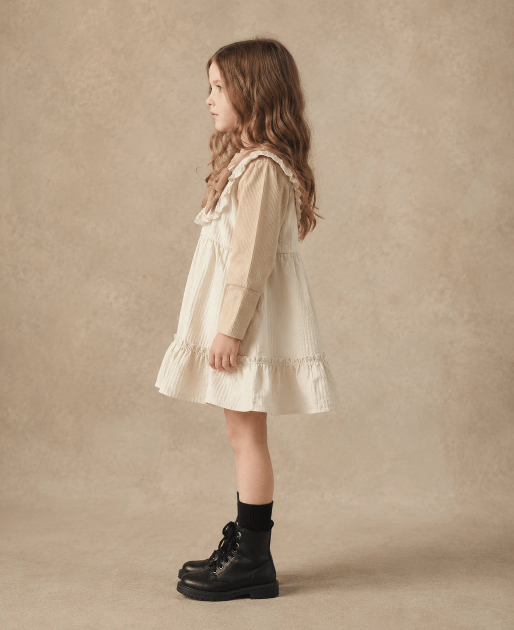 Girls Frock - Pink, Brown & White | Ages 18M-5 Years