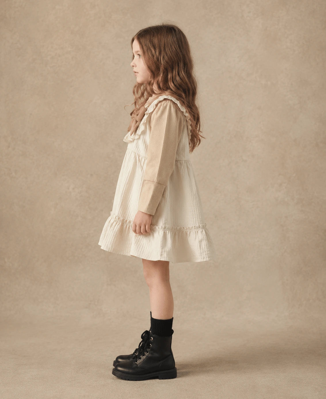 Girls Frock - Pink, Brown & White | Ages 18M-5 Years