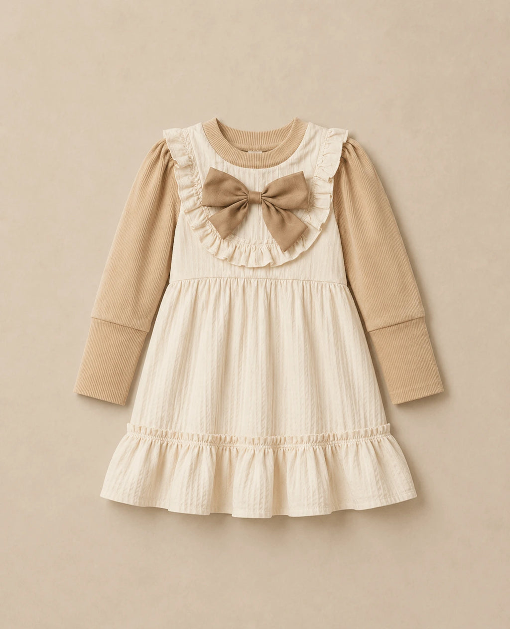 Girls Frock - Pink, Brown & White | Ages 18M-5 Years