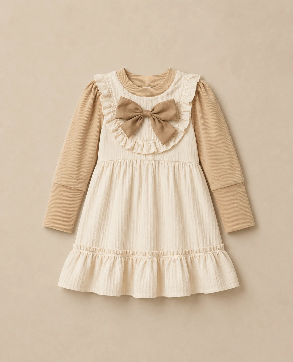 Girls Frock - Pink, Brown & White | Ages 18M-5 Years