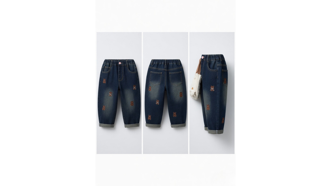 Girls Cartoon Casual Jeans | Spring Autumn Kids Denim Pants (18M–6Y)