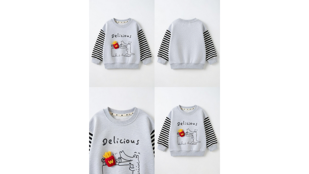 Girls Cute Embroidery Cotton Sweatshirt | French Terry Casual Top for Toddlers (Spring & Autumn)