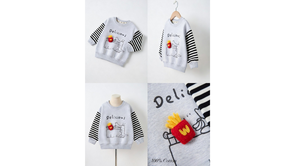 Girls Cute Embroidery Cotton Sweatshirt | French Terry Casual Top for Toddlers (Spring & Autumn)