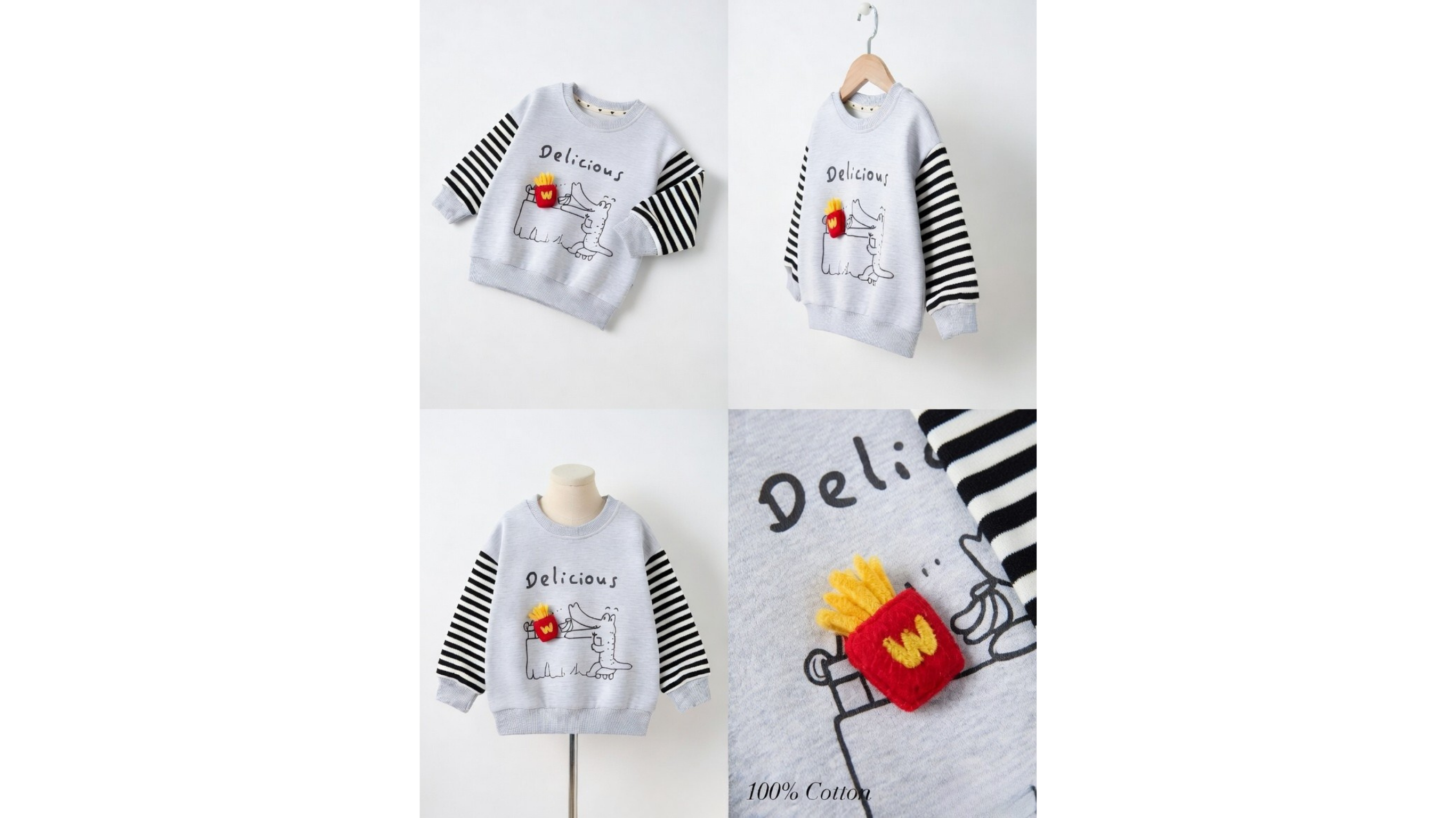 Girls Cute Embroidery Cotton Sweatshirt | French Terry Casual Top for Toddlers (Spring & Autumn)