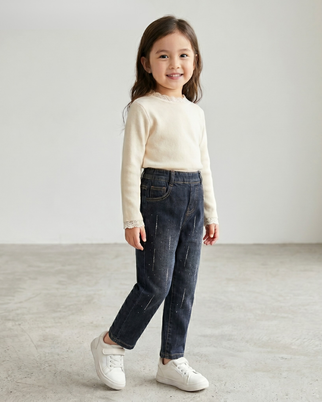 Premium Stonework Kids' Girls Jeans (Ages 2-7)