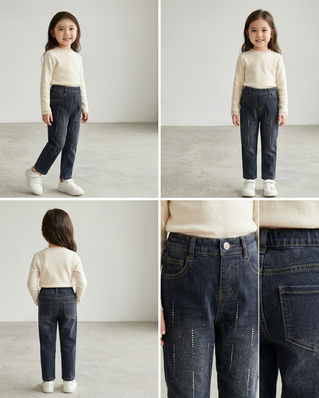 Premium Stonework Kids' Girls Jeans (Ages 2-7)