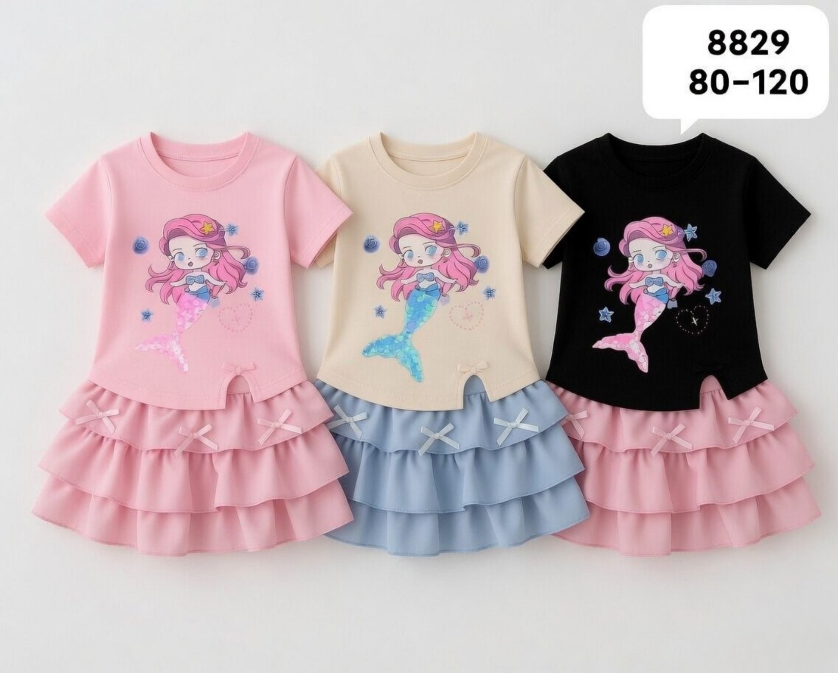 Girls 3D Graphic Ruffle Trim Layered Mesh Hem Dress | Sweet Party Dress (18M–6Y)