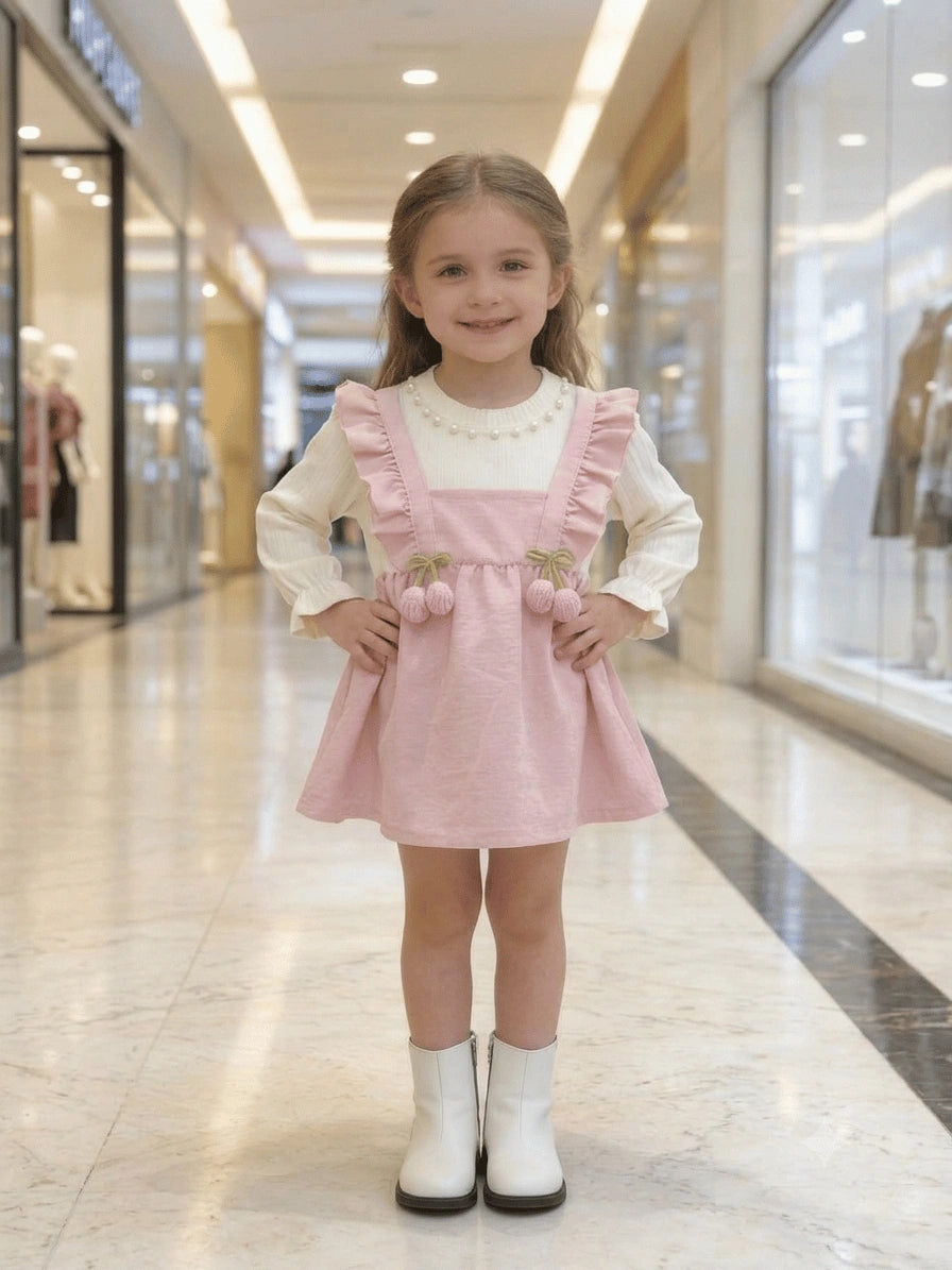 Imported Zooppy Girls Frock – Pink, Green & Bronze