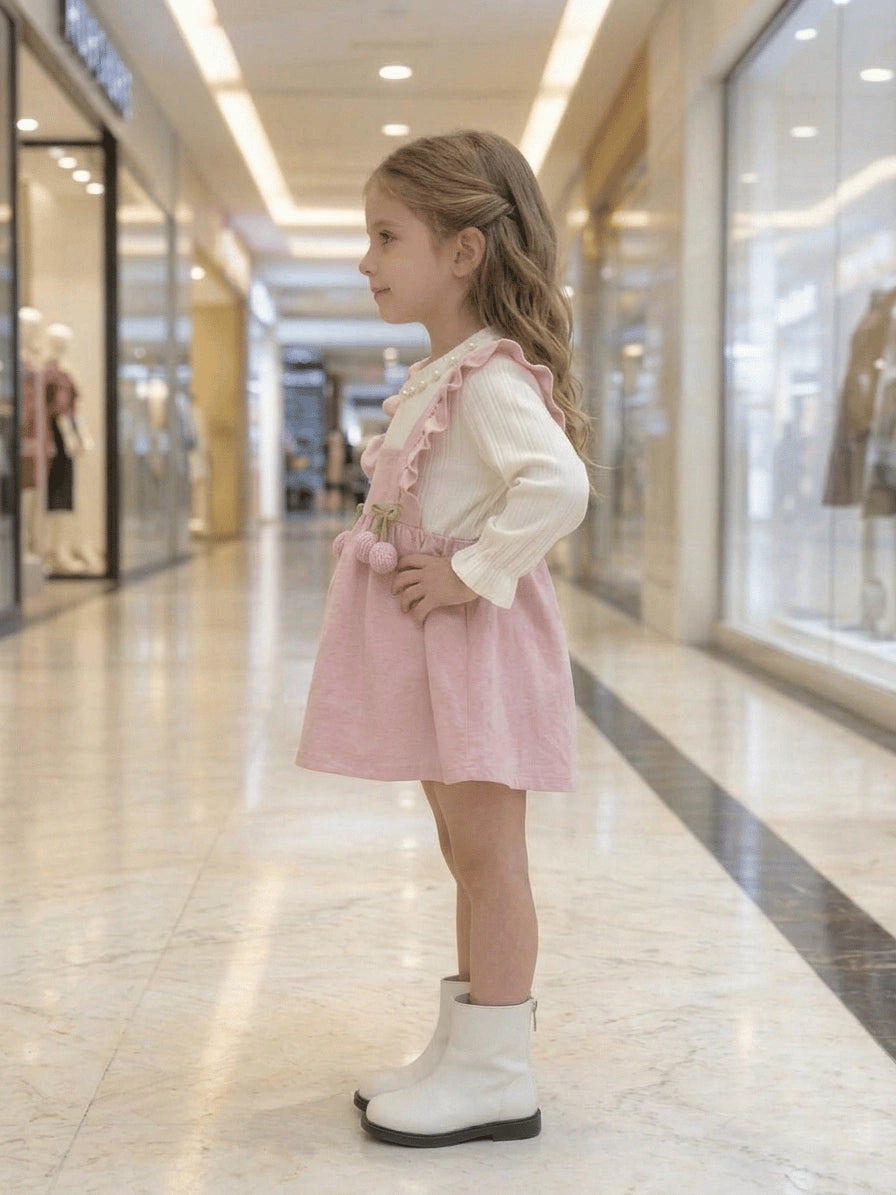 Imported Zooppy Girls Frock – Pink, Green & Bronze