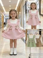 Imported Zooppy Girls Frock – Pink, Green & Bronze