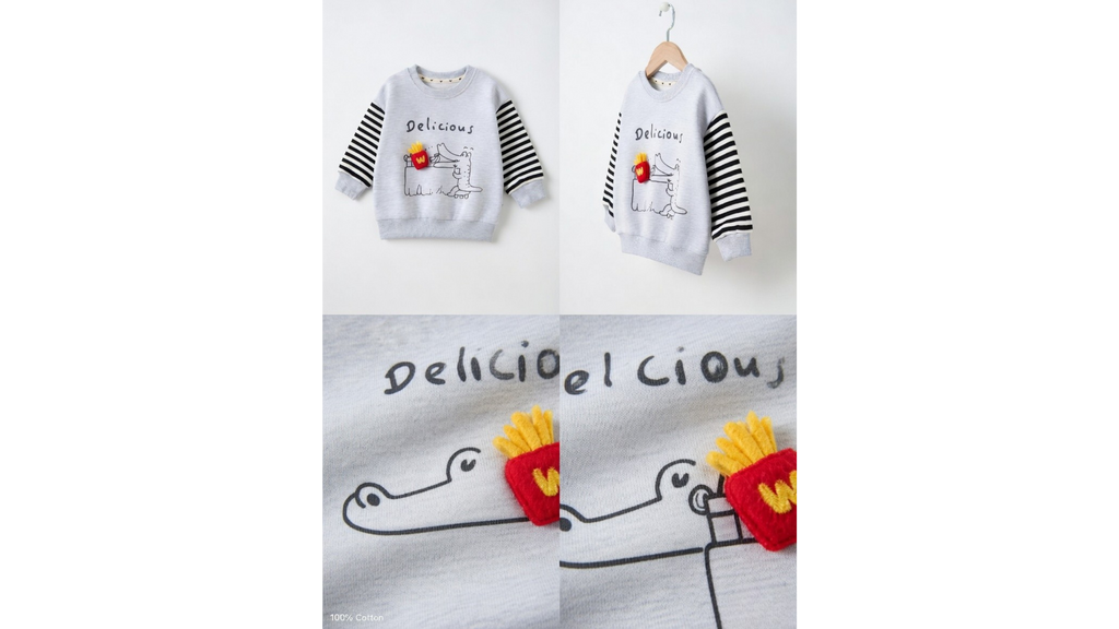 Girls Cute Embroidery Cotton Sweatshirt | French Terry Casual Top for Toddlers (Spring & Autumn)