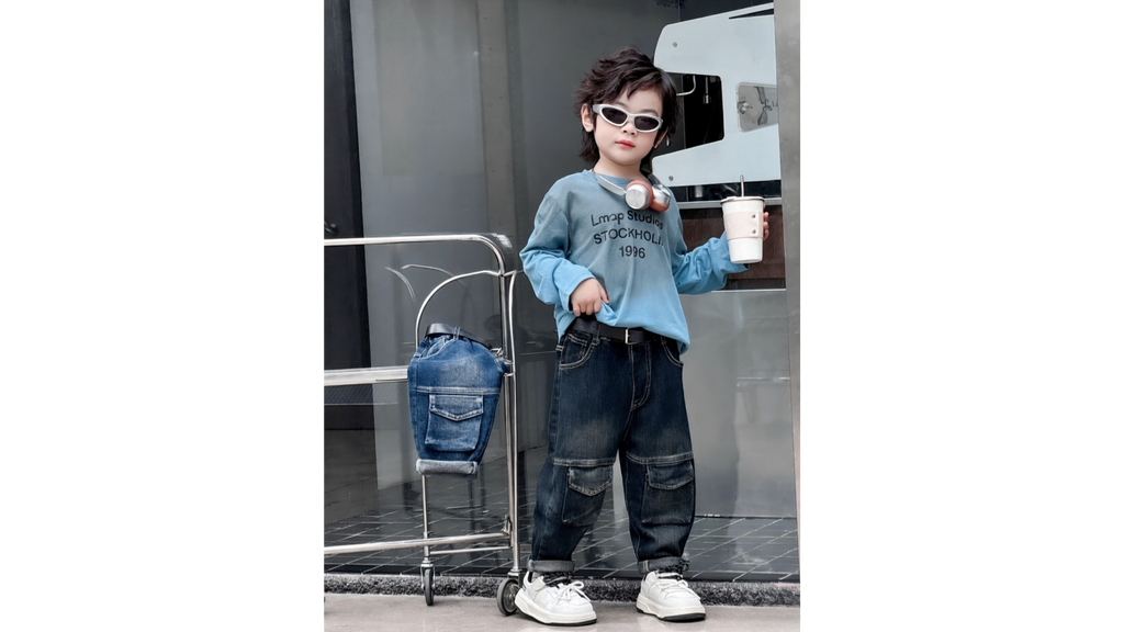 Boys Multi-Pocket Cargo Jeans | Spandex Denim Jogger Pants for Kids (2–7 Years)