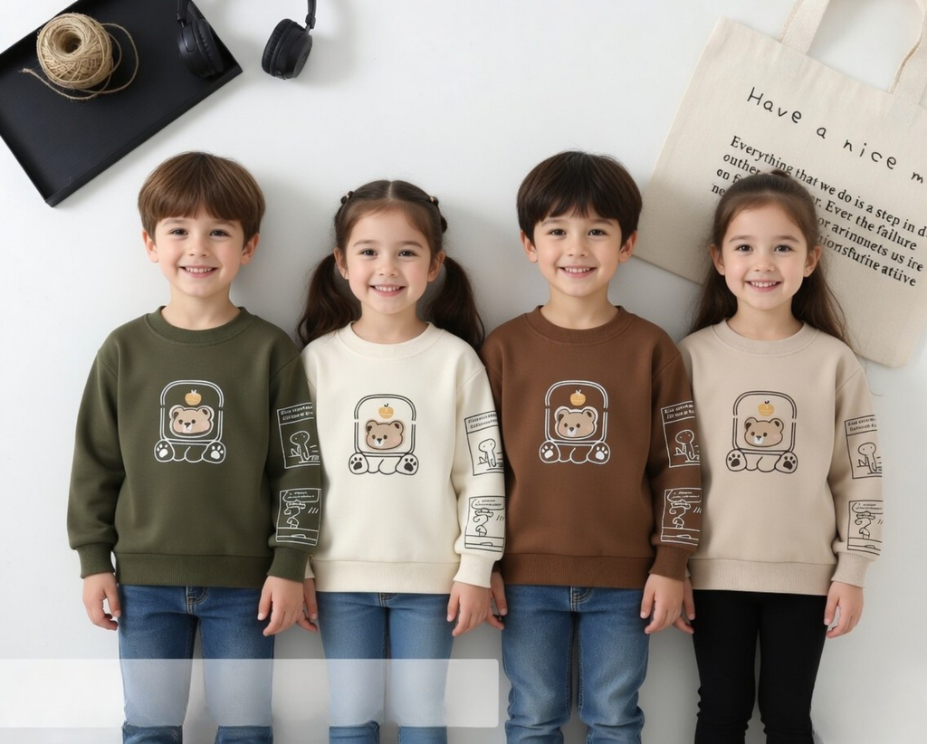Girls Cotton Crop Top | Round Neck Casual Sweater for Spring & Autumn (18M–6Y)