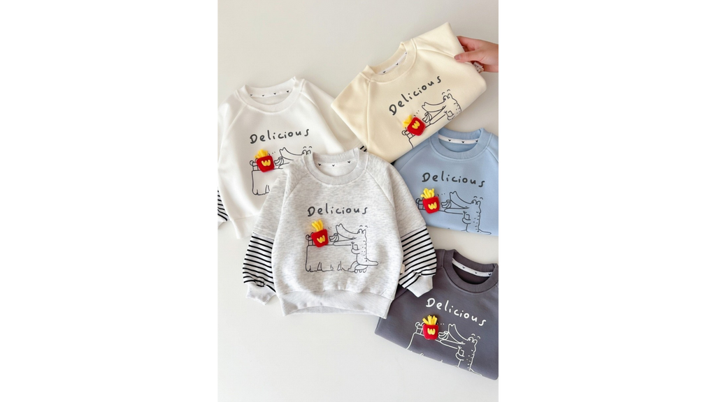 Girls Cute Embroidery Cotton Sweatshirt | French Terry Casual Top for Toddlers (Spring & Autumn)