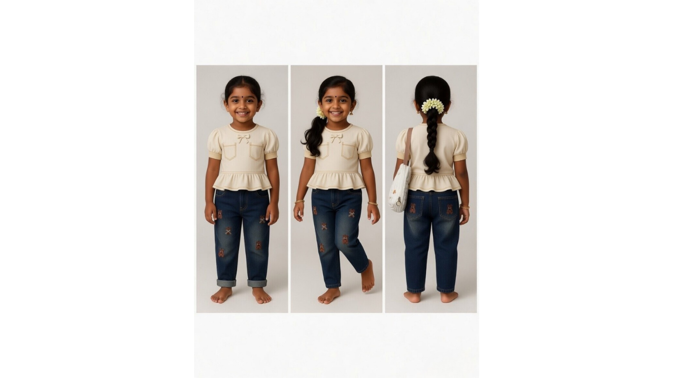 Girls Cartoon Casual Jeans | Spring Autumn Kids Denim Pants (18M–6Y)