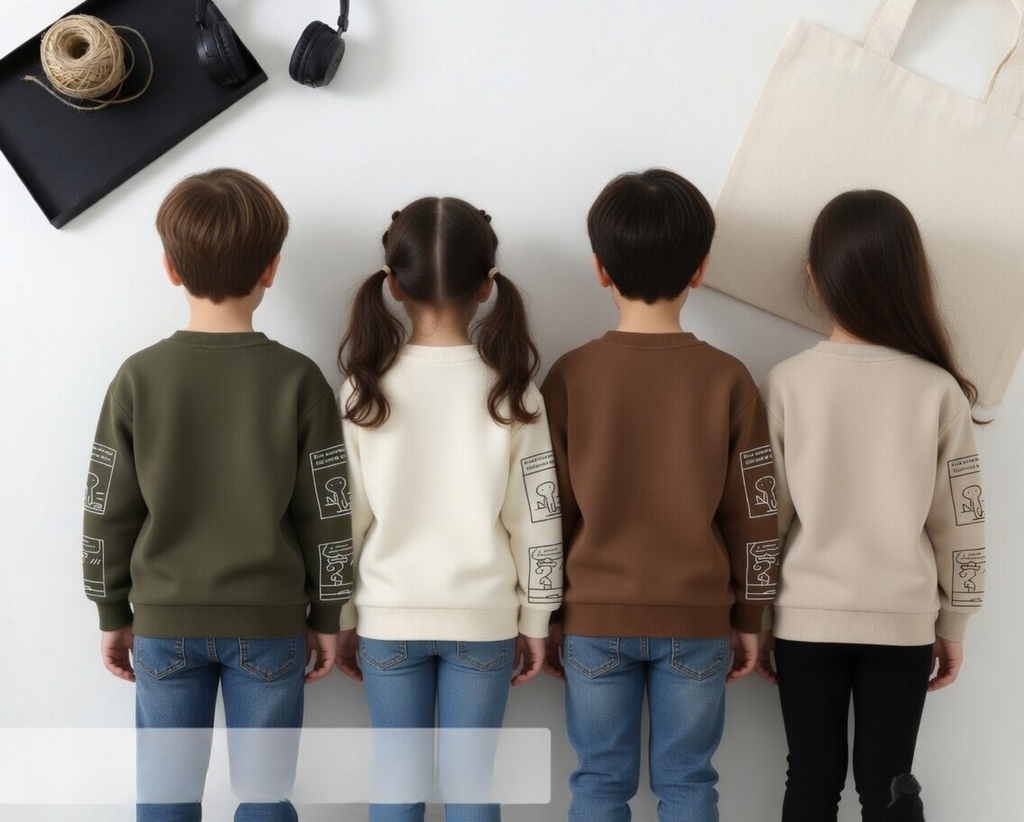 Girls Cotton Crop Top | Round Neck Casual Sweater for Spring & Autumn (18M–6Y)