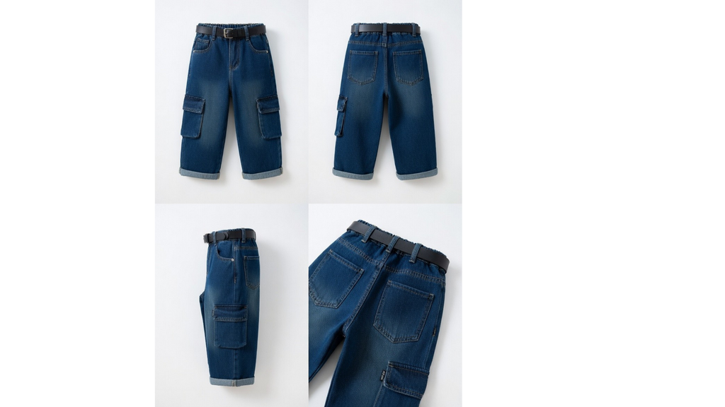 Boys Multi-Pocket Cargo Jeans | Spandex Denim Jogger Pants for Kids (2–7 Years)
