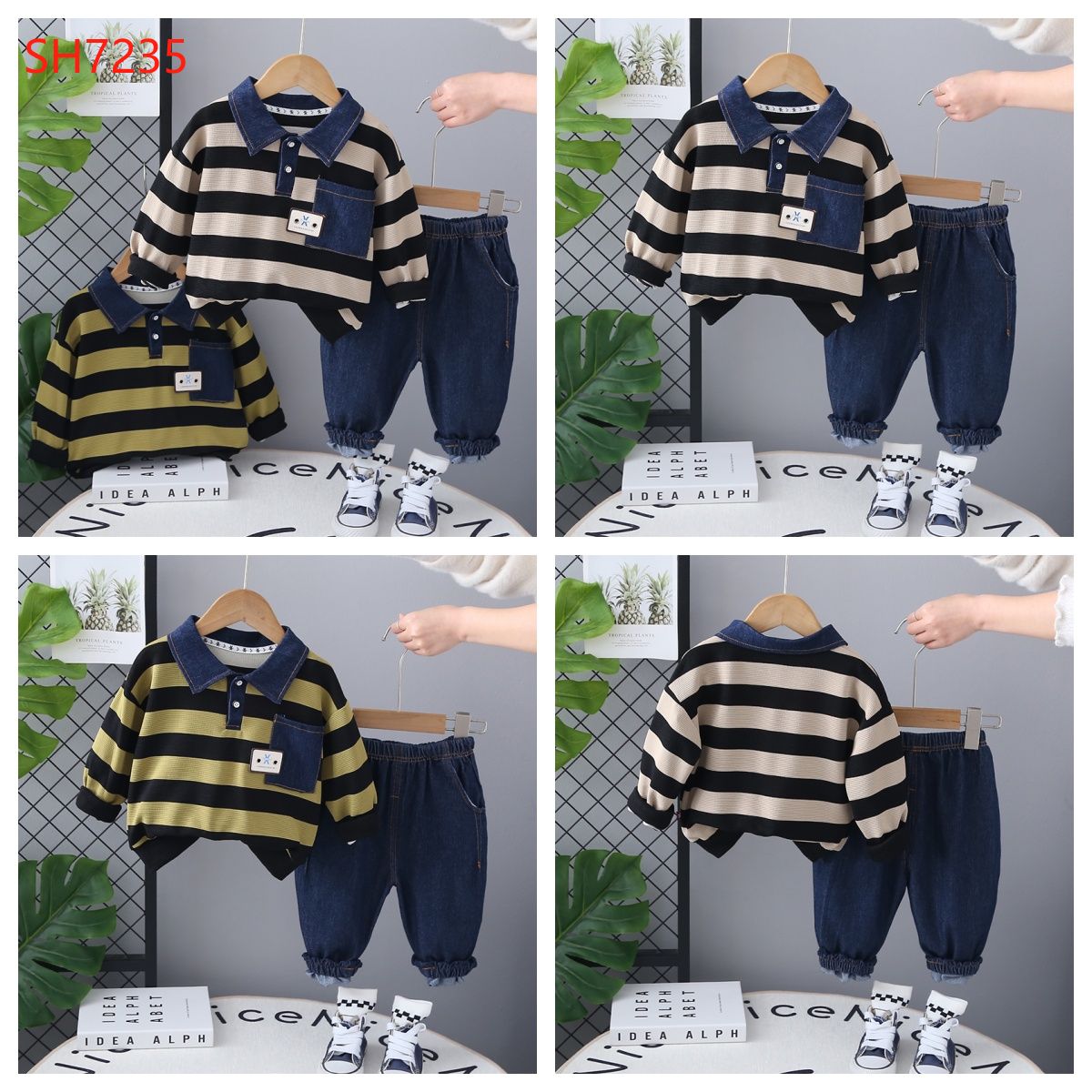 Imported Zooppy Boys Co-ord Set – Cream & Green