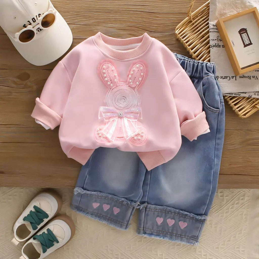 Girls Cartoon Long Sleeve Sweatshirt & Pants 2-Piece Set | Spring Autumn Casual Outfit (2–7Y)