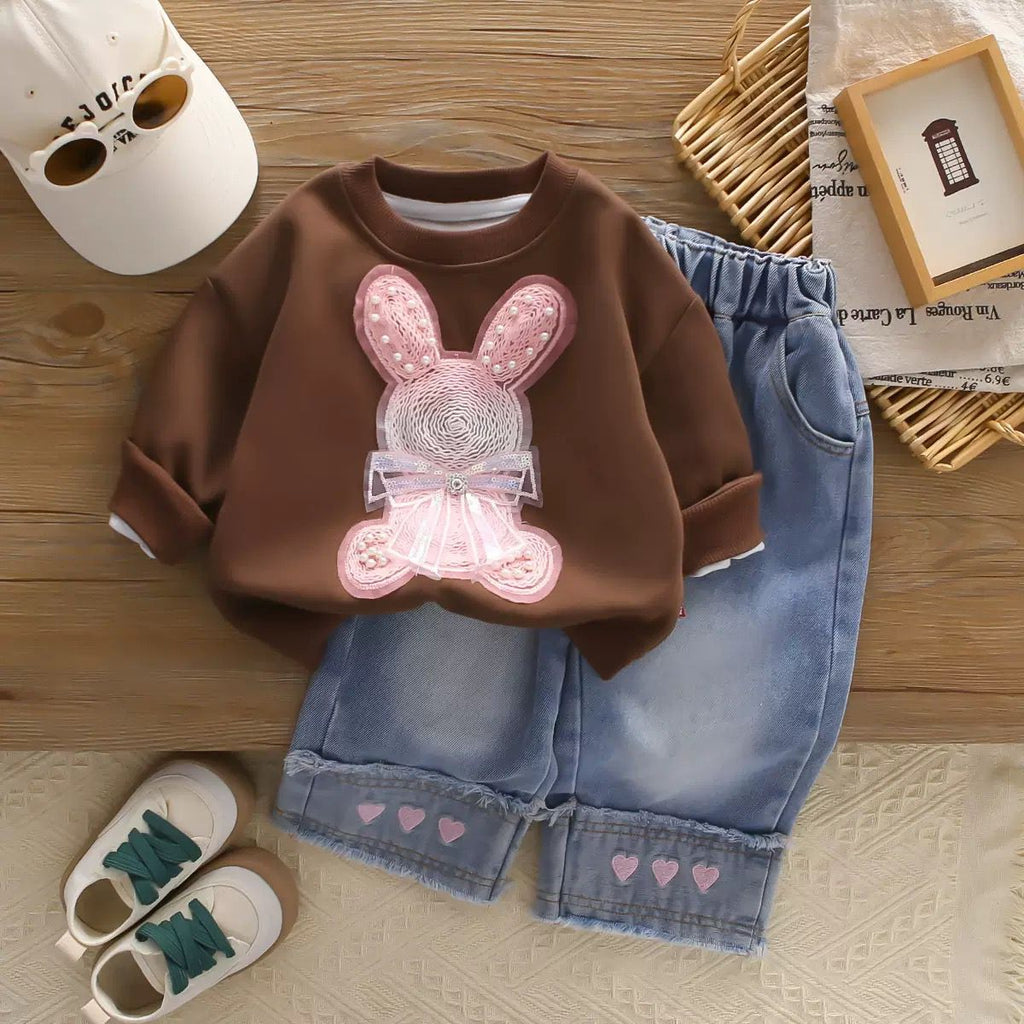 Girls Cartoon Long Sleeve Sweatshirt & Pants 2-Piece Set | Spring Autumn Casual Outfit (2–7Y)