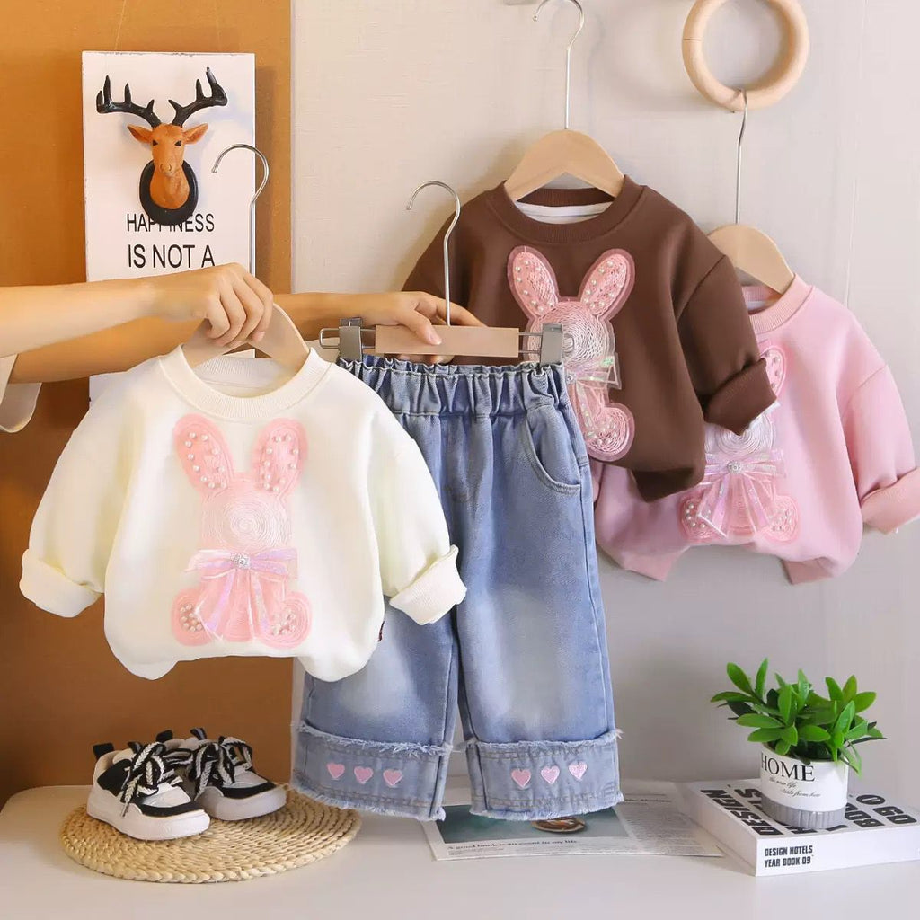 Girls Cartoon Long Sleeve Sweatshirt & Pants 2-Piece Set | Spring Autumn Casual Outfit (2–7Y)