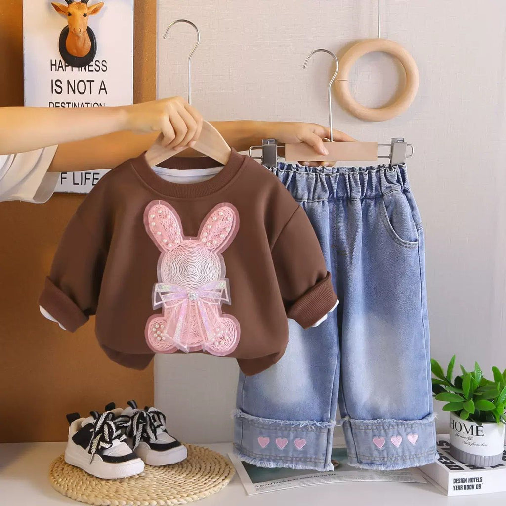 Girls Cartoon Long Sleeve Sweatshirt & Pants 2-Piece Set | Spring Autumn Casual Outfit (2–7Y)