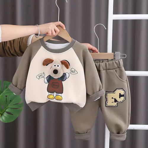 Boys 3D Cartoon Sweatshirt & Pants 2-Piece Set | Spring Autumn Toddler Outfit (2–7Y)