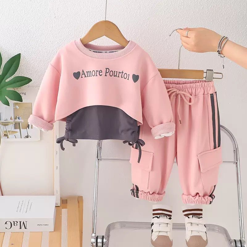 Girls Printed Hoodie, Vest & Pants 3-Piece Set | Autumn Spring Casual Outfit (2–7Y)