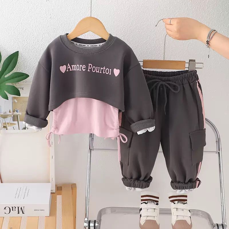 Girls Printed Hoodie, Vest & Pants 3-Piece Set | Autumn Spring Casual Outfit (2–7Y)