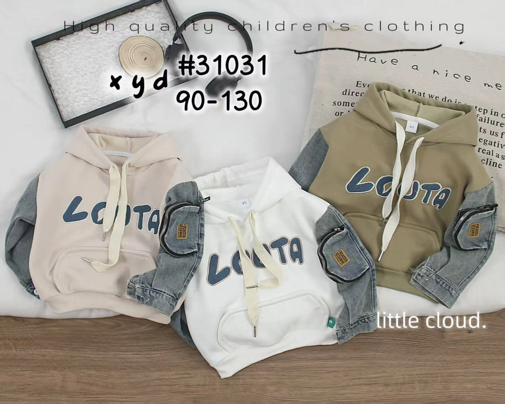Zooppy Urban Edge Denim Sleeve Colourblock Hoodie